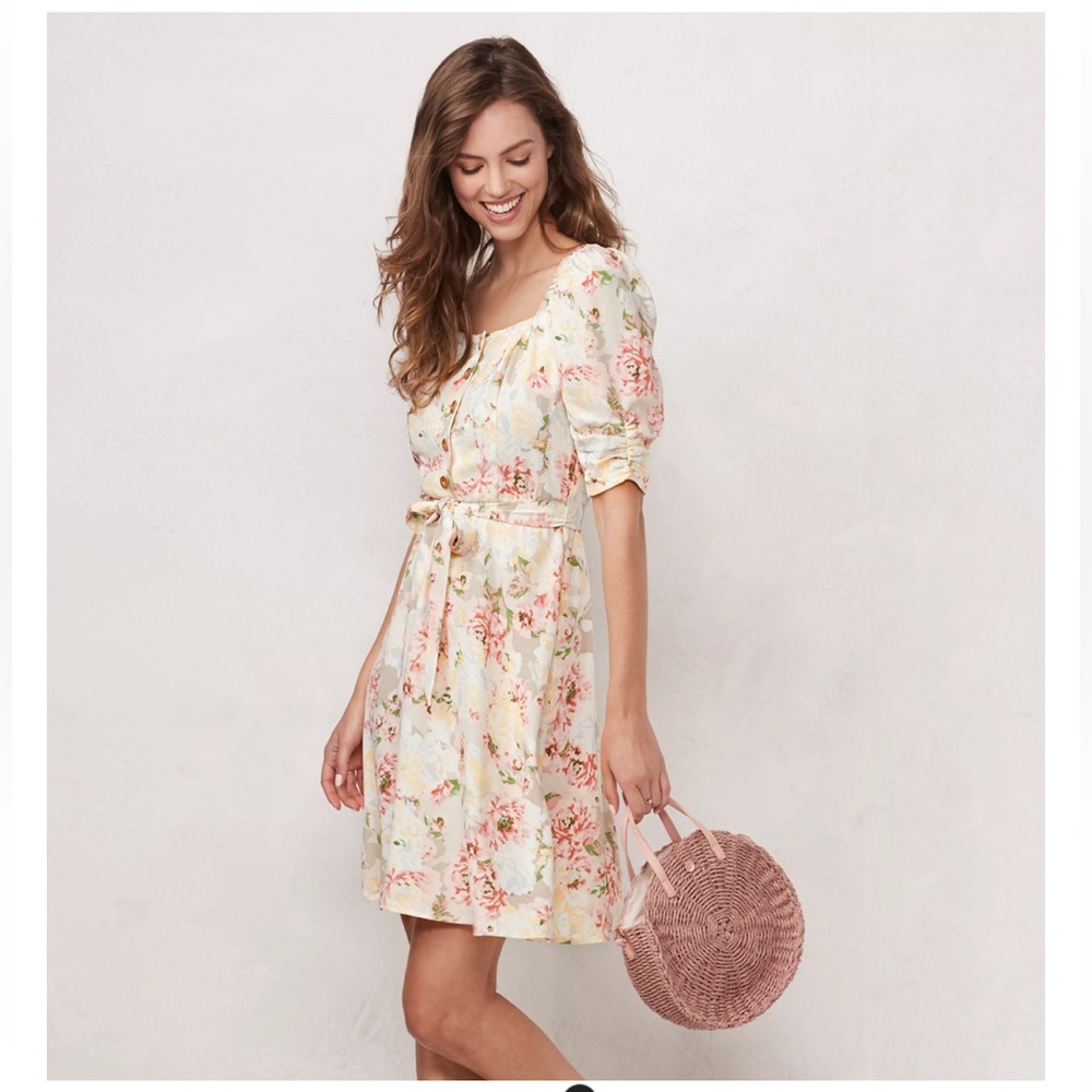 LC Lauren Conrad Chic Bloom Floral Mini Dress Size Large - Picture 1 of 11
